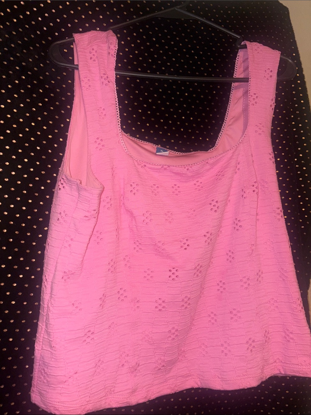 Old Navy Pink Eyelet Scoop Tank Top